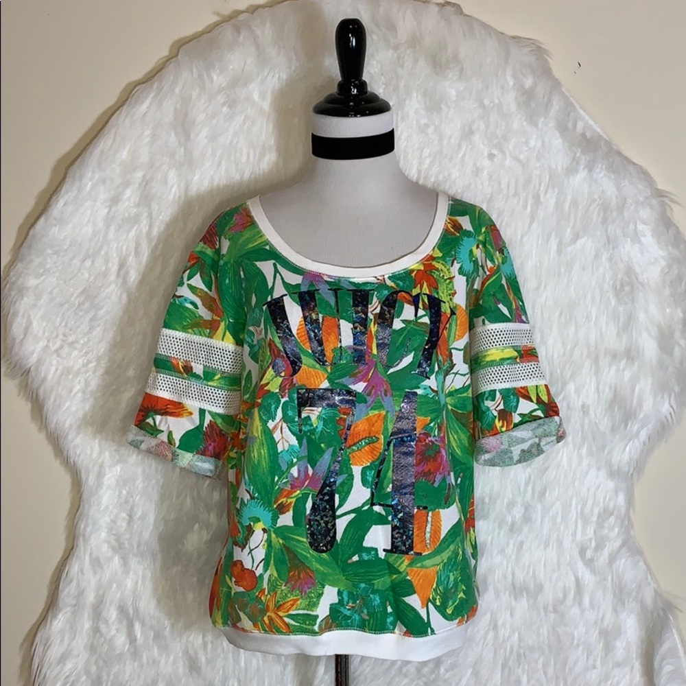 Juicy Couture Tropical Floral Leaves “74” Top